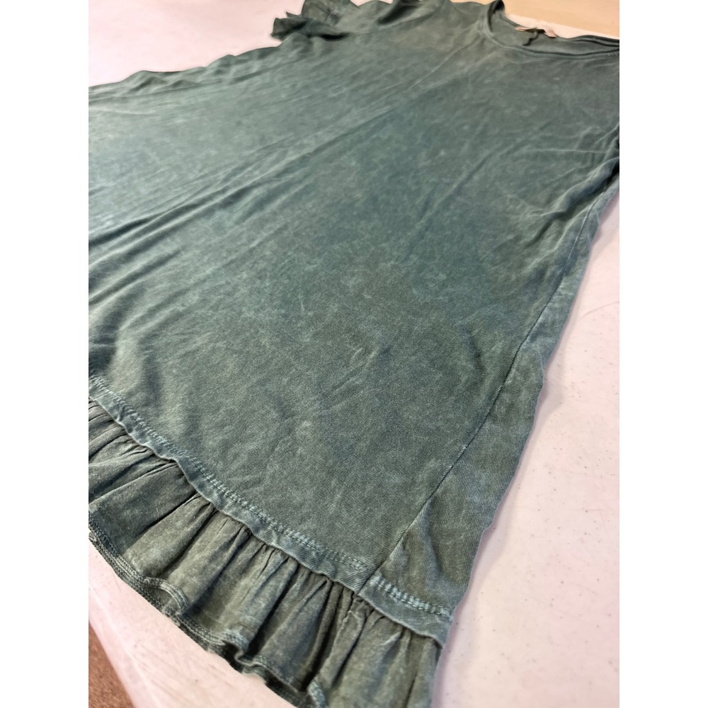 Altar'd State Green Mineral Wash Ruffle Hem T-Shirt Mini Dress Womens Medium